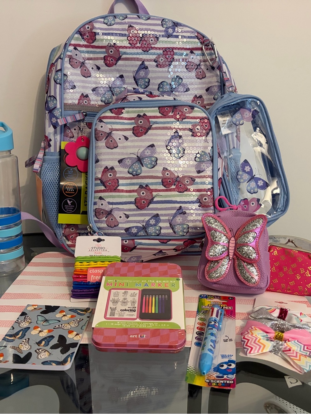 Butterfly Backpack Set in Purple & Blue Bundle